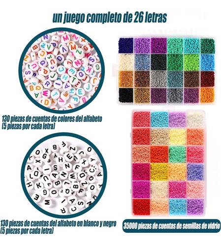 Set 3500 Cuentas De 2mm Chaquiras Kit Fabricación De Joyas