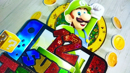 Topper Para Tortas Mario Bros Princesa Peach Personalizado