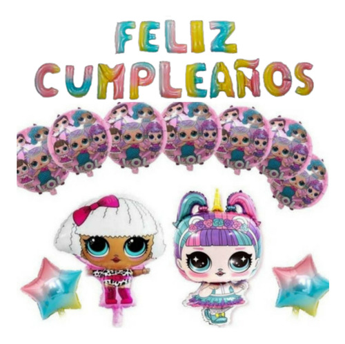 Lol Globo Metálico Unicornio Diva Decoración Cumpleaños Fies