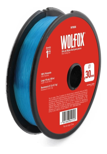 Hilo De Pescar Nylon 0.5mm Azul 100m Wolfox Wf9699