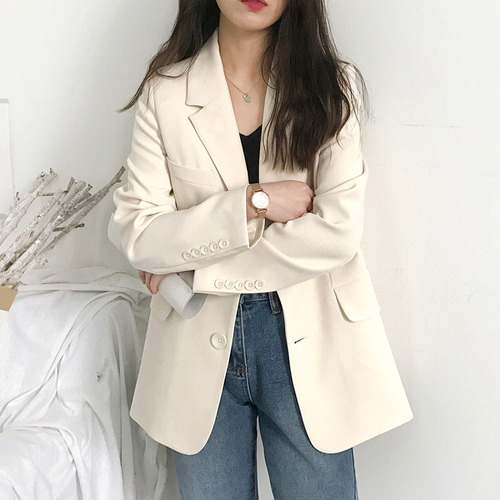 P Blazer Manga Larga Informal Mujer Corte Holgado