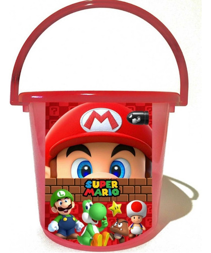 105 Cubeta Dulcero Mario Bros Fiestas Infantiles