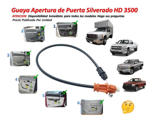 Guaya Apertura De Puerta Silverado Hd Y Rey Camion