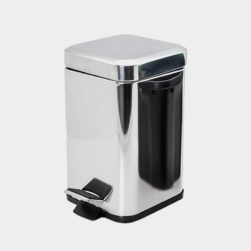 Cesto Tarro Tacho Papelera Pedal Acero Inox. Cuadrada 12 Lts