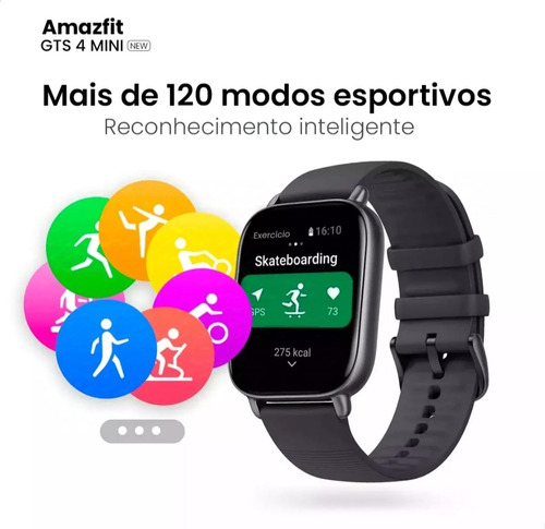 Relogio Amazfit Gts 4 Mini Smartwatch New Alexa Gps Preto