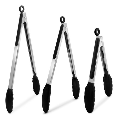 Pinzas De Cocina Silicona De Acero Inoxidable Para Cocina Color Negro
