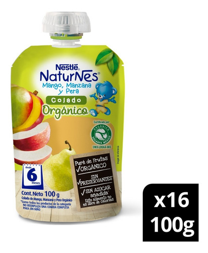 Compota Nestlé® Naturnes®  Mango Manzana Pera 100g Pack X16