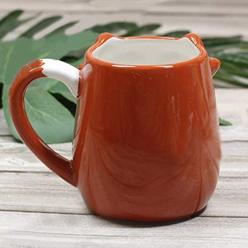 Taza De Café Pintada A Mano Con Relieve De Zorro De Cerámica