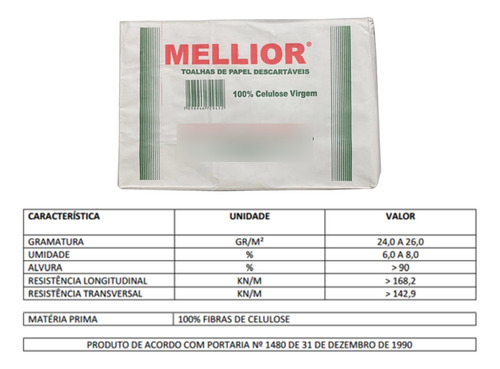 3 Un Toalha De Papel Descartável Interfolha 100% Celulose Br