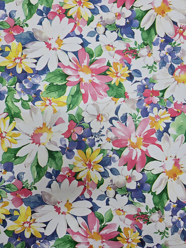 Mantel Mesa Rectangular 1.4x4m Impermeable Cuerina Afelpada Margaritas Multicolor
