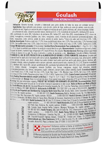 Imagen 2 de 3 de Sobre Comida Gato Purina Fancy Feast Goulash Atún 85gr