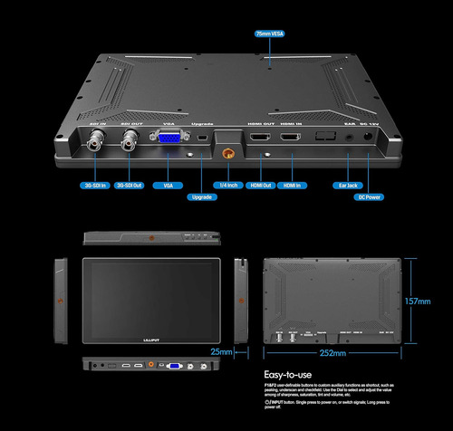 Monitor De Cámara 4k De 10.1 Con Hdmi Y Sdi