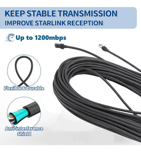 Cable Extendido Starlink Gen 3 5 M Resistente Al Agua Gris