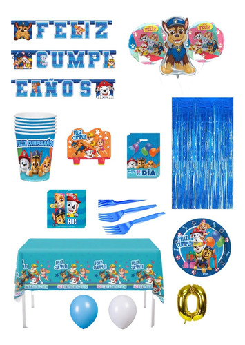 Cumpleaños Tematica Paw Patrol 12 Invitados Cotillon