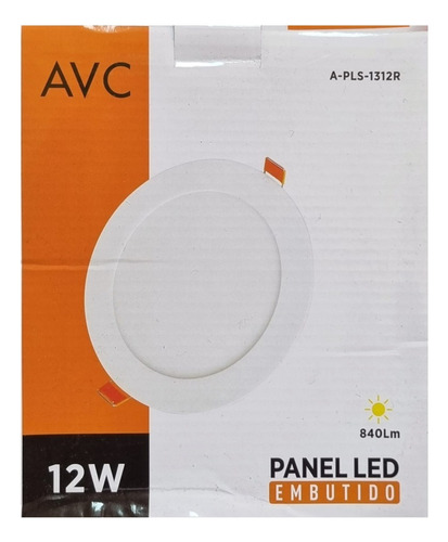 Foco Panel Led Embutido Redondo 12w Luz Fria Avc 6500k / Fac