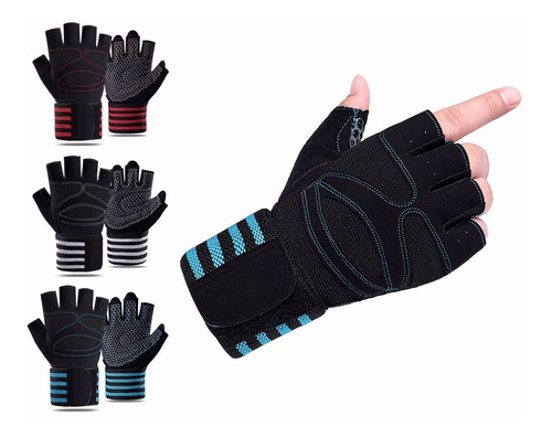 Guantes Para Pesas De Gym Antiderrape Espesar Con Muñequera