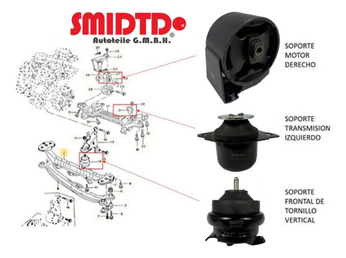 Kit 3 Soportes Golf Jetta A2 1.8 2.0 Motor Y Caja Std Smidtd