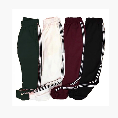 calça jogger feminina listra dupla crepe com bolso