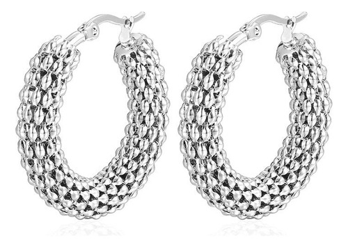 Retro Corn Chain Stainless Steel Earrings Exaggerated Circle