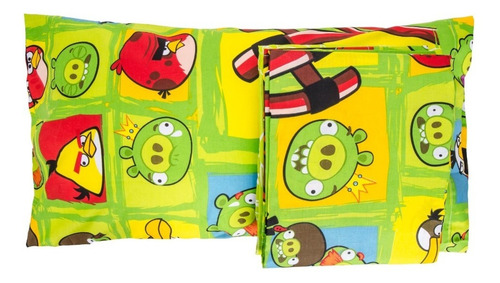 Imagen 7 de 10 de Juego De Sabanas 1 1/2 Plazas Danubio Angry Birds 132 Hilos