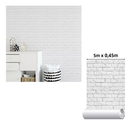 Papel De Parede Adesivo Decorativo Tijolo Branco 5m Lavável