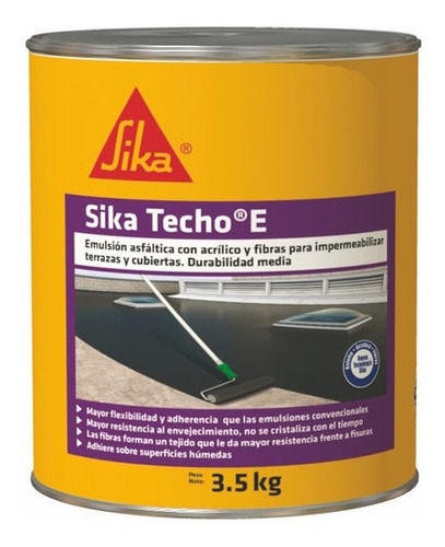 Sika Techo E Impermeabilizante Para Cubierta Y Terraza 3.5kg