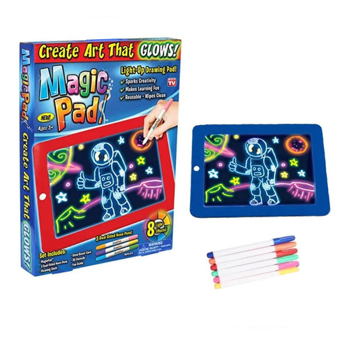 Tableta Dibujo Escritura Magic Pad Con Luz Led + Marcadores 