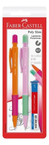 Kit Faber Castell Lapiseira Poly Slim + Grafite 0.5mm Cor Rosa