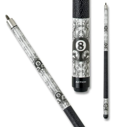 Ebm03 Pool Cue - Black And White Grunge Design With Eight Ba