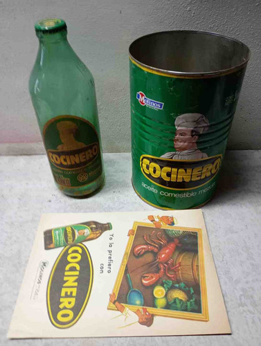Antigua Lata Aceite Cocinero, Botella Y Publicidad Coleccionables (Usado)