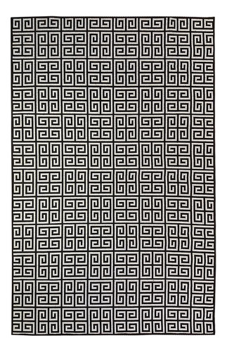 Tapete Sala Decorativo 100x150 Cm Geometrico Grego Preto