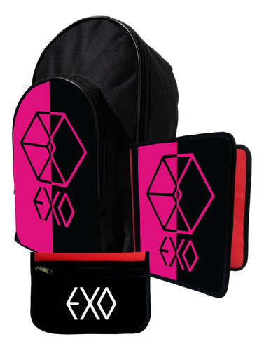 Kit Mochila+ Carpeta+ Cartu De Exo K-pop #429