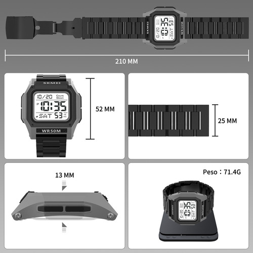 Reloj Deportivo Digital Para Hombre, Pantalla Led