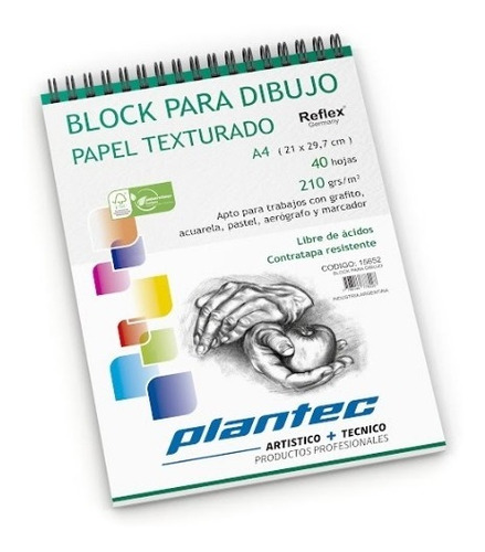 Block Para Dibujo A4 210 Grs Plantec X 40 H. 15652 Texturado