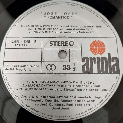 Jose Jose - Romantico Lp