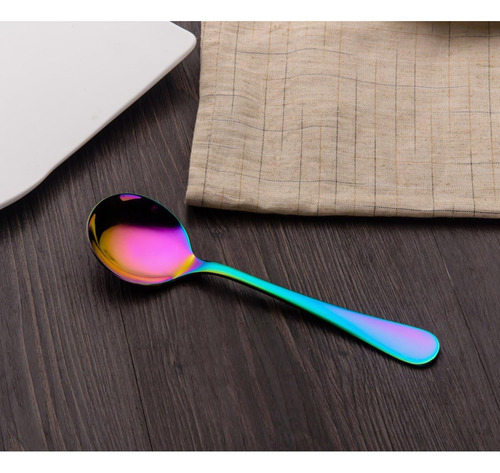 Berglander Cuchara Sopa Arco Iris, 6 Piezas Acero Inoxida...