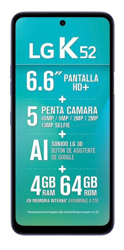 Imagen 1 de 10 de LG K52 K520hm 64gb Blue Refabricado
