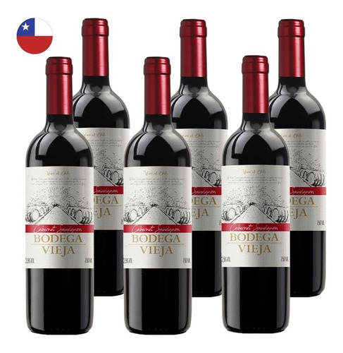 Kit 6 Vinhos Bodega Vieja Cabernet Sauvign Tinto Chile 750ml