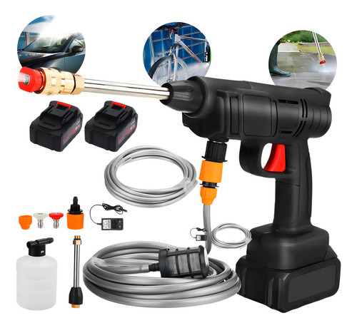 Lavadoras de Jato Elétricas Portátil Alta Pressão Recarregável 2 Bateria Vap Cor Preto Frequência 50-60hz