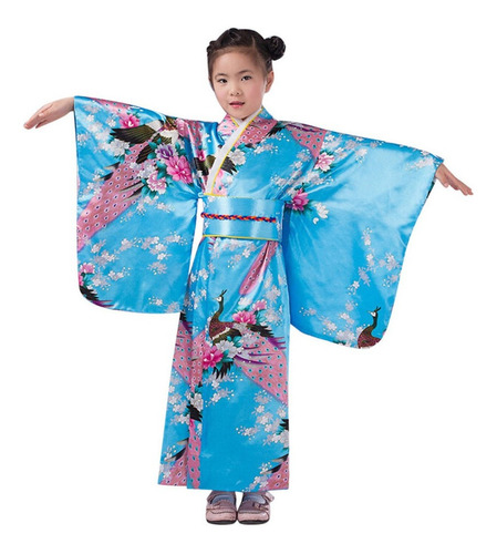 Bata Tipo Kimono Para Niñas, Disfraz Japonés Largo