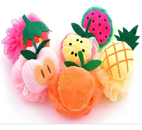 Puf De Esponja Vegetal De Malla En Forma De Fruta Con Gancho