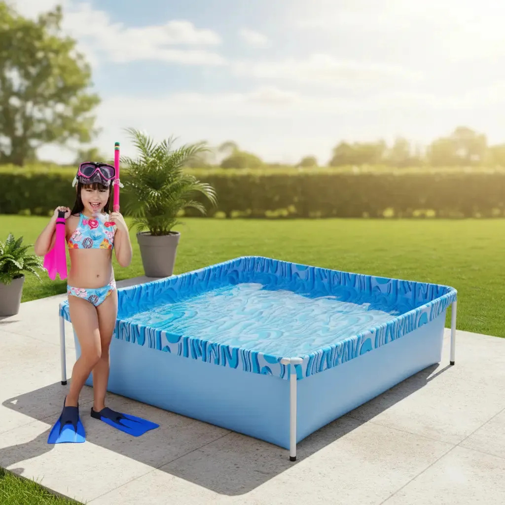Piscina Infantil 400 Litros Estrutura Reforçada Desmontável Azul