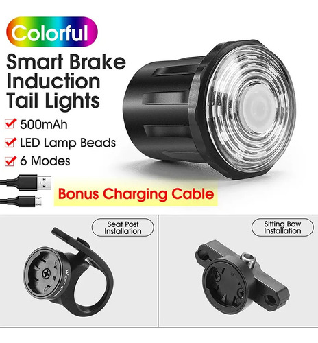Luz Led Trasera Para Bicicleta Con Sensor De Freno Inteligen