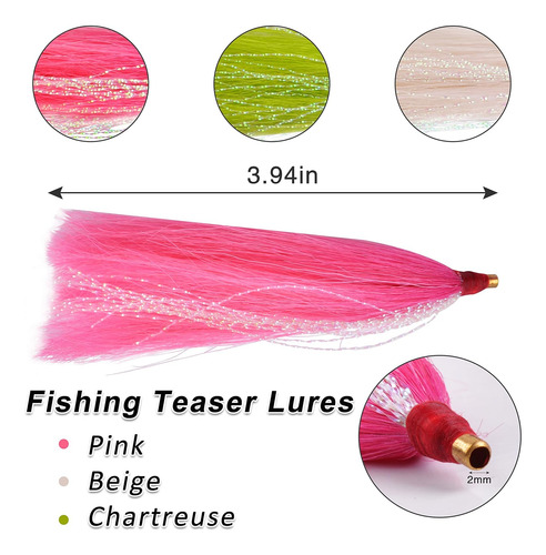 Teasers De Cola De Cubo Para Pesca En Agua Salada, 9 Señuelo