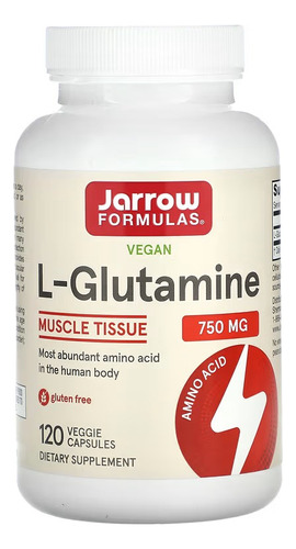 Jarrow Formulas L-glutamina 750 mg 120 cápsulas vegetais, sabor sem sabor