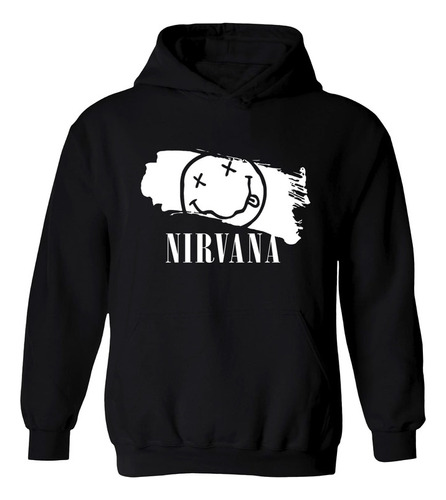 Buzo Negro Nirvana Grunge Rock Hoodie Frisa Algodón