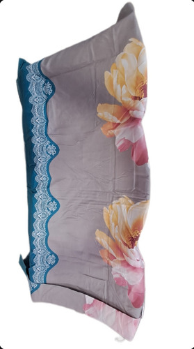 Juego Sábanas Bouquetex Amer 1 1/2 Plaza Twin 1500 Percale Gris Floreado
