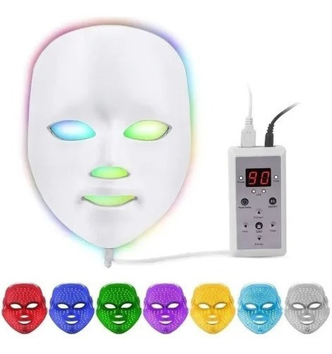 Máscara Facial Led 7 Colore Tratamiento Fototerapia Belleza