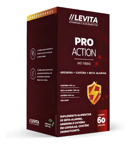Pré Treino Pro-action 60 Cápsulas Levita Vitaminas