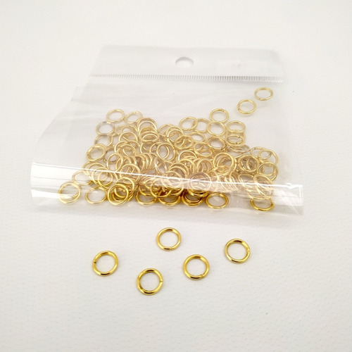 Argollitas 4mm Metal Dorado Para Artesanias Joyeria X 100u 